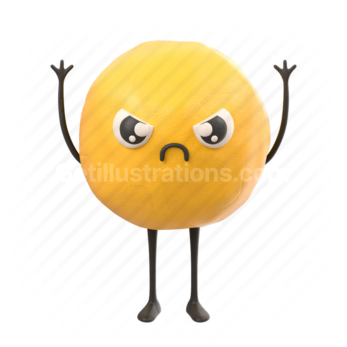 ball, character, emoticon, emoji, angry, furious, annoyed, emotion